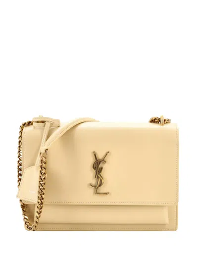 Pre-owned Saint Laurent Sunset Leather Medium Crossbody Bag In Neutral