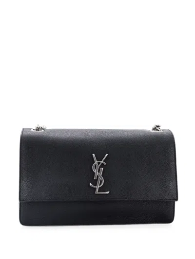 Pre-owned Saint Laurent Sunset Leather Medium Shoulder Bag In Black