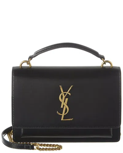 Saint Laurent Sunset Leather Shoulder Bag In Black