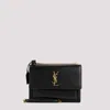 Saint Laurent Sunset Medium Ysl Crossbody Bag In Smooth Leather In Nero