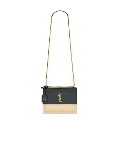 Saint Laurent Sunset Medium Chain Shoulder Bag In Black