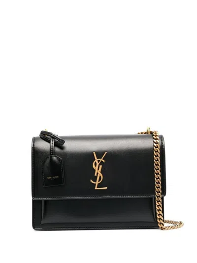 Saint Laurent Sunset Medium In Smooth Leather Bags In Black