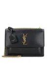 Saint Laurent Sunset Medium Leather Shoulder Bag In Black