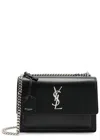 Saint Laurent Sunset Medium Leather Shoulder Bag In Black