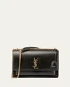 Saint Laurent Sunset Medium Ysl Crossbody Bag In Smooth Leather In Black
