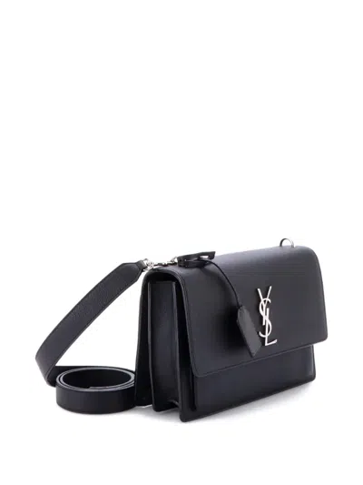 Pre-owned Saint Laurent Sunset Satchel Leather Medium Crossbody Bag In Black