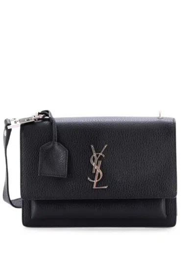 Pre-owned Saint Laurent Sunset Satchel Leather Medium Crossbody Bag In Black