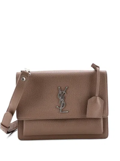 Pre-owned Saint Laurent Sunset Satchel Leather Medium Crossbody Bag In Brown