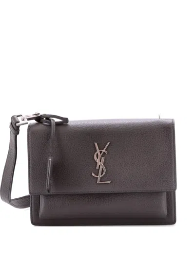 Pre-owned Saint Laurent Sunset Satchel Leather Medium Crossbody Bag In Gray