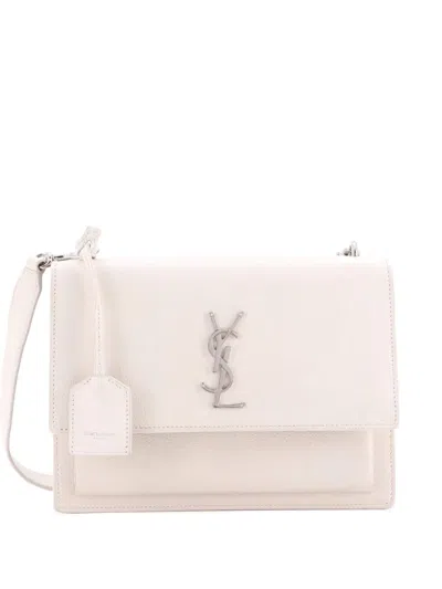Pre-owned Saint Laurent Sunset Satchel Leather Medium Crossbody Bag In Neutral