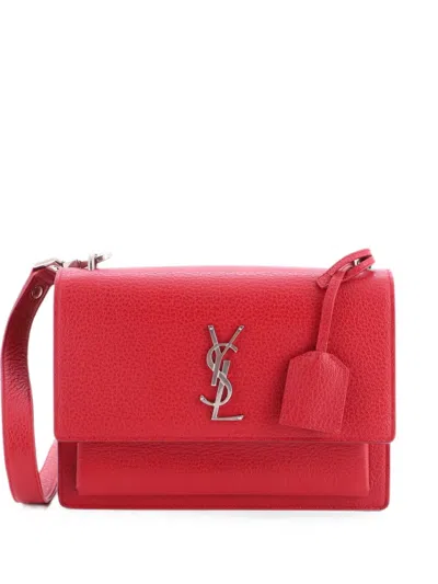 Pre-owned Saint Laurent Sunset Satchel Leather Medium Crossbody Bag In Red