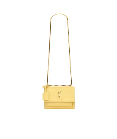 Saint Laurent Sunset Small Flap Bag In Soft Lemon Color