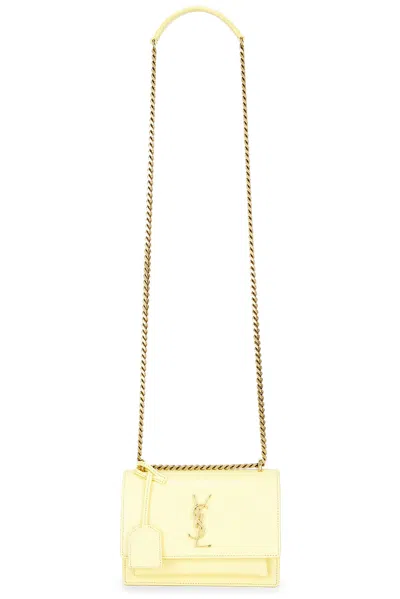 Saint Laurent Sunset Small Lizard Chain Bag In Yellow