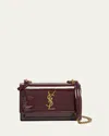Saint Laurent Sunset Small Ysl Crossbody Bag In Patent Leather In Burgundy