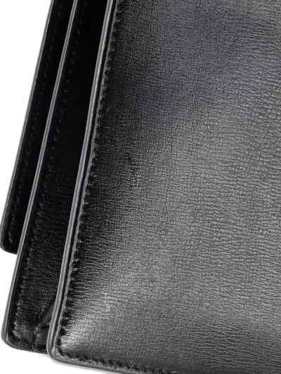 Pre-owned Saint Laurent Sunset Top Handle Leather Medium Shoulder Bag In Black