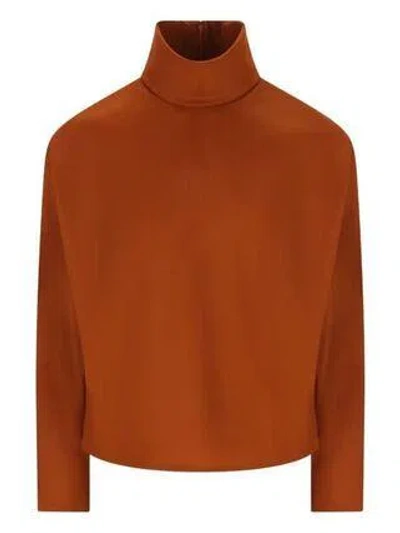 Saint Laurent Super Light Knit Stretch Top In Brown