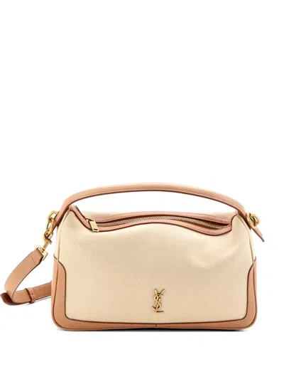 Pre-owned Saint Laurent Supple Camera Top Handle Bag Canvas And Leather Satchel In Neutral
