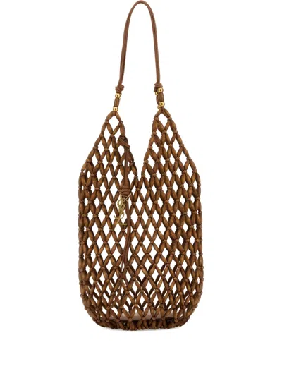 Saint Laurent Supple Woven Basket Bag In Brown