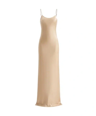 Saint Laurent Suspender Dress In Brown
