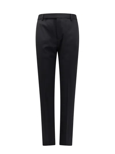 Saint Laurent Sustainable Virgin Wool Trouser With Frontal Pinces In Black