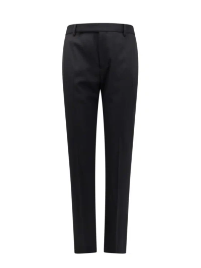 Saint Laurent Sustainable Virgin Wool Trouser With Frontal Pinces In Black