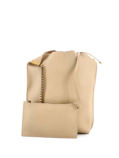 Pre-owned Saint Laurent Suzanne Leather Small Hobo Bag In Neutral