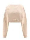 Saint Laurent Logo-embroidered Cropped Sweatshirt In Beige
