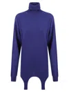 Saint Laurent Women Cashmere Sweater With Garter Detail In Blue