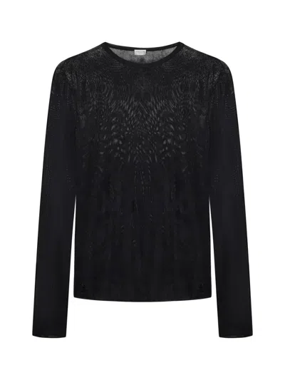 Saint Laurent Cassandre Crewneck Jumper In Black