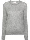 Saint Laurent Round Neck Sweater In Gris Chine Clair