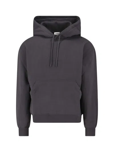 Saint Laurent Hoodie With Logo Embroidery In Grey