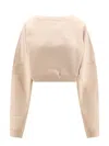 Saint Laurent Logo-embroidered Cropped Sweatshirt In Beige