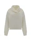Saint Laurent Draped-detail Cowl-neck Sweatshirt In Biancospino