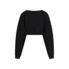 Saint Laurent Balloon-sleeves Cropped Sweatshirt In Black