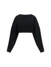 Saint Laurent Balloon-sleeves Cropped Sweatshirt In Black