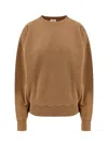 Saint Laurent Certified Cotton Sweatshirt With Logoed Label In Brown