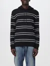 Saint Laurent Sweatshirt In Striped Cotton In Black