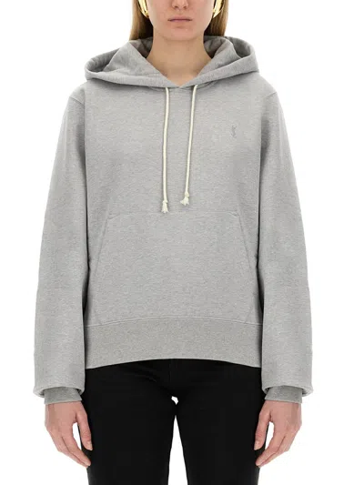 Saint Laurent Sweatshirt With Logo In Gray