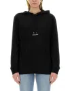Saint Laurent Logo Hoodie Sweatshirt In Black