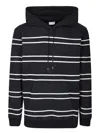 Saint Laurent Striped Hooded Sweatshirt In Black