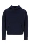 Saint Laurent Logo-embroidered Hooded Sweatshirt In Blue