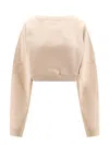Saint Laurent Logo-embroidered Cropped Sweatshirt In Beige