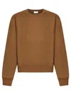 Saint Laurent Logo-embroidered Cotton Sweatshirt In Beige