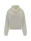 Saint Laurent Draped-detail Cowl-neck Sweatshirt In White