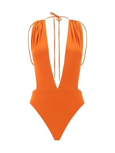 Saint Laurent Orange Halter Neck Swimsuit