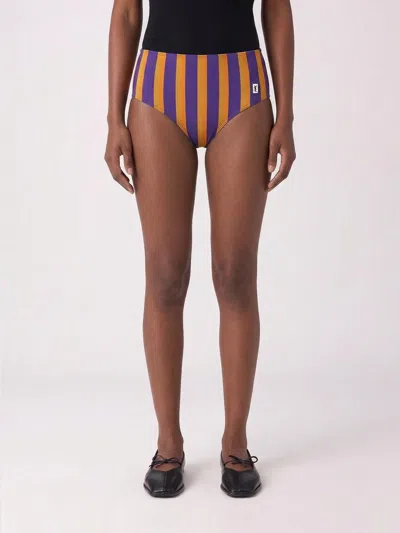 Saint Laurent Striped Bikini Bottoms In Blue