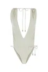 Saint Laurent White Backless V-halter Swimsuit In White