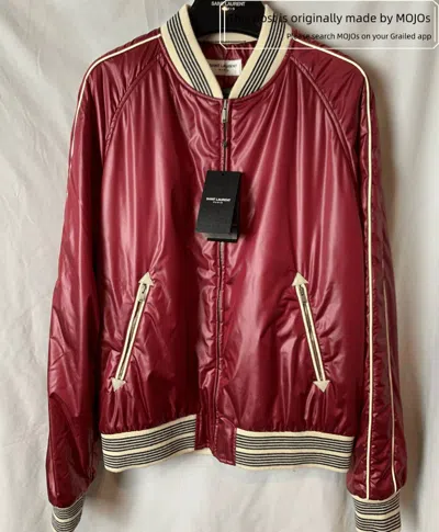 Pre-owned Saint Laurent Sz 48  Paris Cotton Filled Teddy Jacket In Red