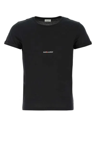 Saint Laurent Logo-print Cotton T-shirt In 1000