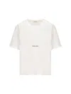 Saint Laurent Basic White T-shirt With Miiddle Logo Print In Cotton Woman In White